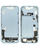 Tapa trasera azul brillante para iPhone 14 con puerto de carga flex. Reemplazo de cubierta trasera.