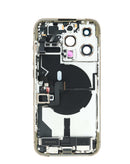 Tapa trasera dorada para iPhone 14 Pro con puerto de carga flex y componentes pequeños.