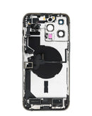 Tapa trasera Space Black para iPhone 14 Pro Max con puerto de carga integrado, ideal para reparación de componentes iPhone.