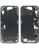Tapa trasera negra para iPhone 15 Plus con puerto de carga, flex y pequeñas partes de repuesto.