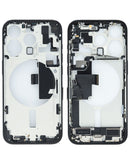 Tapa trasera negra Titanium para iPhone 15 Plus con puerto de carga flex, pieza de repuesto.