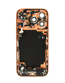 Tapa trasera Cosmic Orange para iPhone 17 Pro con puerto de carga flex y pequeñas partes.