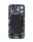Tapa trasera azul profundo para iPhone 17 Pro Max con puerto de carga, ideal para reparación y reemplazo.