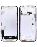 Tapa trasera morada para iPhone 14 con piezas pequeñas preinstaladas, lista para reparación.