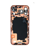 Tapa trasera Cosmic Orange para iPhone 17 Pro Max, con componentes pequeños de reparación preinstalados.