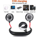 Ventilador de cuello portátil WINDFLEX negro, manos libres, recargable USB, diseño ergonómico para refrescarse.