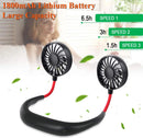 Ventilador de cuello portátil WINDFLEX negro, manos libres, recargable USB, diseño ergonómico para refrescarse.