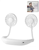 Ventilador de cuello portátil WINDFLEX blanco, manos libres, diseño ergonómico para refrescarse cómodamente.