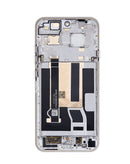 Pantalla OLED blanca Nothing Phone 4A con marco para reparación, ofreciendo visualización BajoPPLCD nítida.