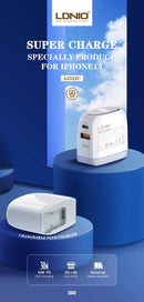 El cargador de pared dual USB LDNIO A2522C QC3.0+PD es ideal para cargar dos dispositivos a la vez en Quetzaltenango.