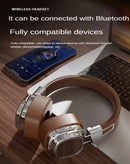 Auriculares supraaurales inalámbricos CHROME en marrón, diseño elegante con almohadillas acolchadas para comodidad.