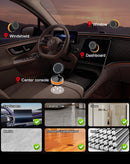 Soporte telefónico magnético naranja con ventosa, rotación 360 grados, ideal para coche o escritorio.