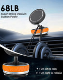 Soporte telefónico magnético naranja con ventosa, rotación 360 grados, ideal para coche o escritorio.