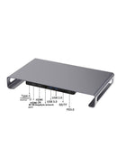 Docking station Onten 8 en 1 plateada con puertos USB, HDMI y Ethernet para laptop, vista frontal.