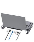 Docking station Onten 8 en 1 plateada con puertos USB, HDMI y Ethernet para laptop, vista frontal.