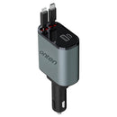 Cargador de auto retractil 4in1 con cable de carga rápida USB C y USB L en Quetzaltenango.