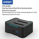 Onten Dual Bay docking de discos duros externos (Soporta 2.5'' y 3.5'')