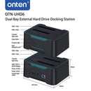 Onten Dual Bay docking de discos duros externos (Soporta 2.5'' y 3.5'')