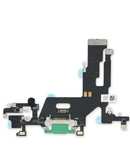 Puerto de carga verde OEM con cable flex para iPhone 11, ideal para reparación y reemplazo.