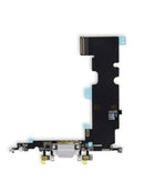 Puerto de carga flexible blanco para iPhone 8 Plus, ideal para reparación y recambio de partes Apple.