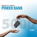 Batería portátil POMGEAR MagPower Deluxe negra, 5000mAh, magnética, carga inalámbrica, con soporte.