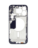 Marco medio azul titanio con piezas pequeñas para reparación de iPhone 15 Pro Max.