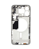 Marco intermedio blanco titanio para iPhone 15 Pro Max con piezas pequeñas, ideal para reparación BajoPPLCD.