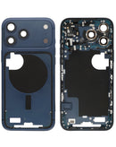 Marco intermedio Deep Blue para iPhone 17 Pro Max, con piezas pequeñas para reparación.