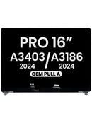 Pantalla LCD plateada de repuesto para MacBook Pro 16 Late 2024 (A3403/A3186), componentes Apple de alta calidad.