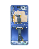 Pantalla OLED Samsung Galaxy Z Flip 7 F766 azul sombra con marco, repuesto para reparación.
