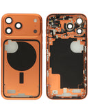 Marco medio Cosmic Orange OEM para iPhone 17 Pro Max, versión internacional, con pequeñas piezas.