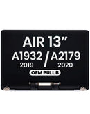 Pantalla original plateada para MacBook Air 13 A1932 (2019) / A2179 (2020), ideal para reparación.