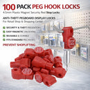 Cerraduras de gancho rojas Peg de 6mm con una sola llave, pack de 100 para seguridad y accesorios.