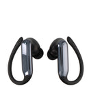 Auriculares deportivos inalámbricos PERFORM+ negros, resistentes al agua IPX5, con diseño ergonómico y ajuste seguro.