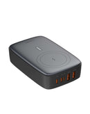 Cargador inalámbrico LDNIO Q4010 negro de escritorio con 2 USB-A y 2 USB-C de 133W.