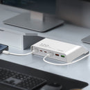 Estación de carga LDNIO Q605 de 120W, con múltiples puertos USB-C y USB-A, ideal para cargar varios dispositivos simultáneamente.