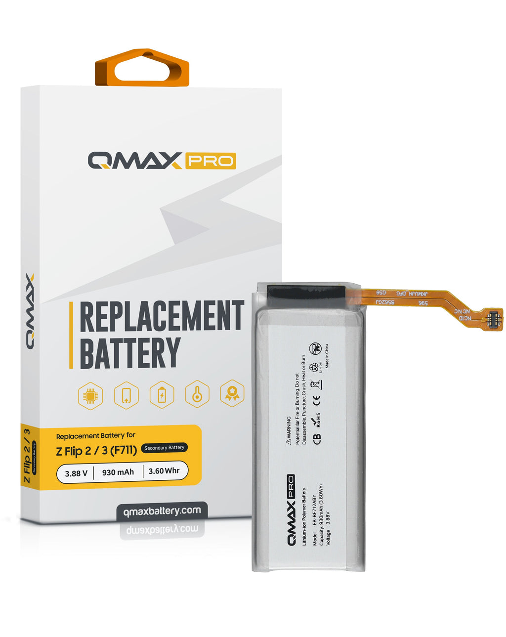 Bateria QMAX Pro Galaxy Z Flip 3 F711 (930 mAh) (EB-BF712ABY ...