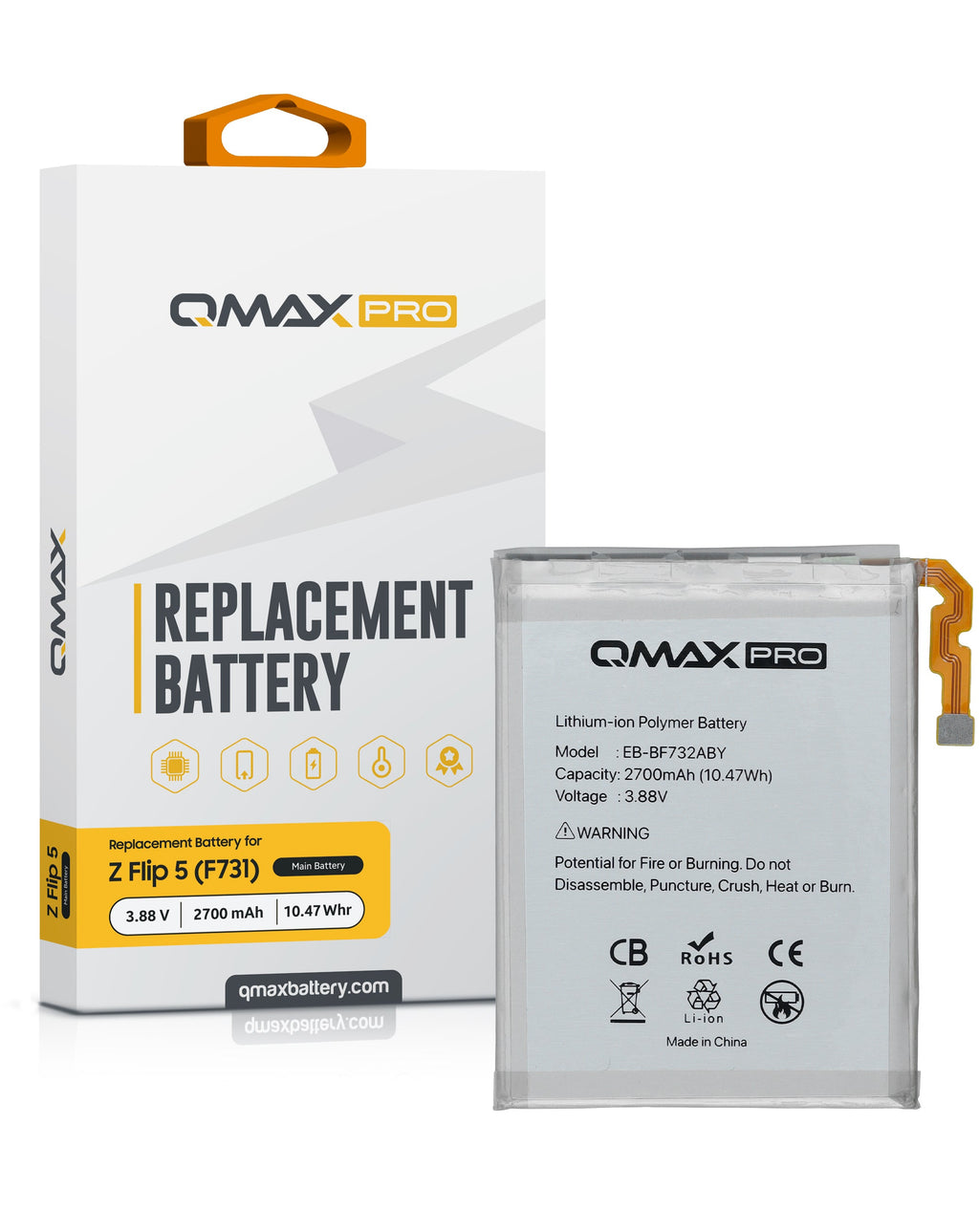 Bateria QMAX Pro Galaxy Z Flip 5 F731 (1000 mAh) (EB-BF731ABY ...