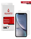 Tapa trasera de vidrio templado Quartz para iPhone 11/XR, color negro, con diseño elegante y duradero.