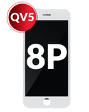 Pantalla LCD blanca iPhone 8 Plus completa con placa de acero, ideal para reparación de pantalla.
