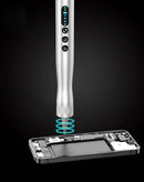 Destornillador eléctrico RF4 ED4S con 42 bits y base de carga, ideal para reparaciones electrónicas.