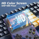 Consola retro portátil SlowBack púrpura con pantalla vibrante, 20.000 juegos preinstalados y 64GB de almacenamiento.