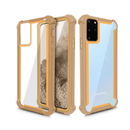 Tapa trasera híbrida dorada para Samsung Galaxy S20 Ultra, TPU suave y PC duro, transparente.