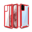 Tapa trasera 3 en 1 híbrida transparente para Samsung Galaxy S20 Ultra, con bordes rojos de TPU y PC.