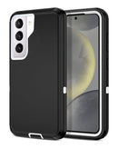 Funda protectora Heavy Duty bicolor para Samsung Galaxy S21, con bordes negros y centro blanco, vista frontal.