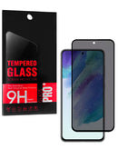 Vidrio templado privacy para Samsung Galaxy S21 FE, vista frontal, protege la pantalla.