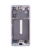 Pantalla OLED lavanda con marco para Samsung Galaxy S21 FE, 120Hz, calidad Aftermarket Plus.