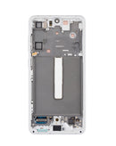 Pantalla OLED blanca con marco para Samsung Galaxy S21 FE (G990), repuesto premium para reparación.