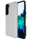 Funda dual capa plateada SlowBack para Galaxy S22 Ultra, absorción de shock, protección robusta.