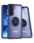 Funda trasera PC duro y TPU suave con borde colorido y soporte I-ring Samsung Galaxy S22 NAVY BLUE